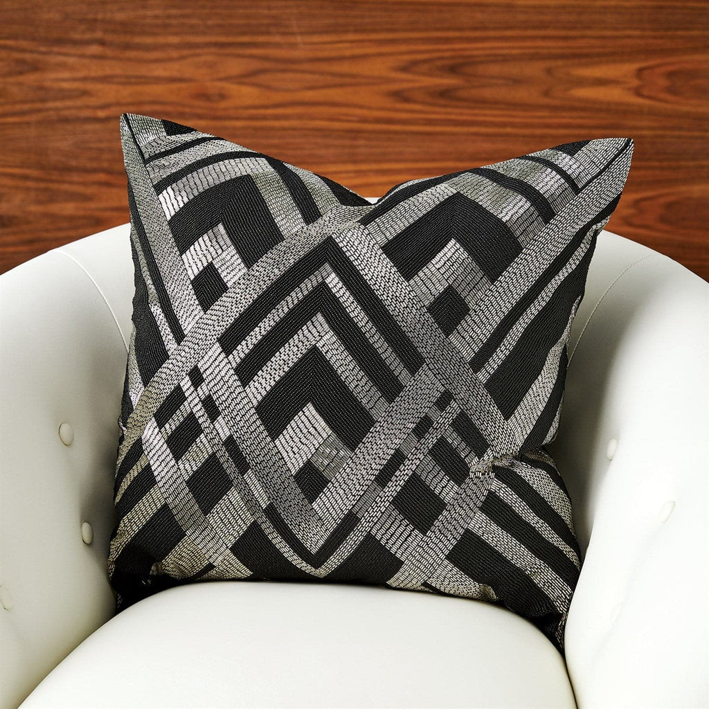 Woven Lines Pillow-Global Views-GVSA-9.93815-PillowsBlack & Gold-1-France and Son