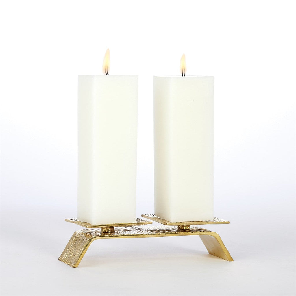 Double Torch Candleholder-Global Views-GVSA-8.83077-Candle HoldersBrass-2-France and Son