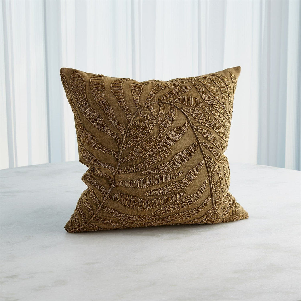 Beaded Palm Leaf Pillow-Global Views-GVSA-7.91593-PillowsKhaki-1-France and Son