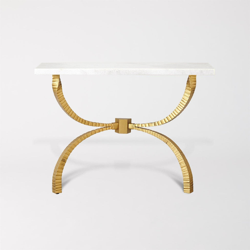 Teton Console-Global Views-GVSA-7.90651-Console TablesBronze With Travertine Top-1-France and Son