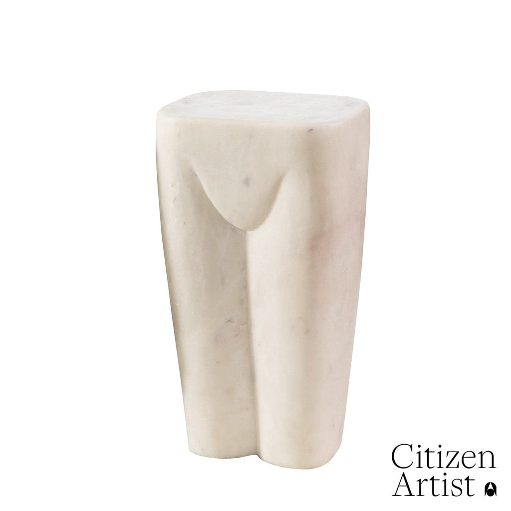 Femme Stool - White Marble-Global Views-GVSA-FDS9.90033-Stools & Ottomans-1-France and Son