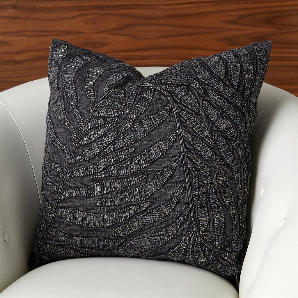 Beaded Palm Leaf Pillow-Global Views-GVSA-7.91593-PillowsKhaki-1-France and Son