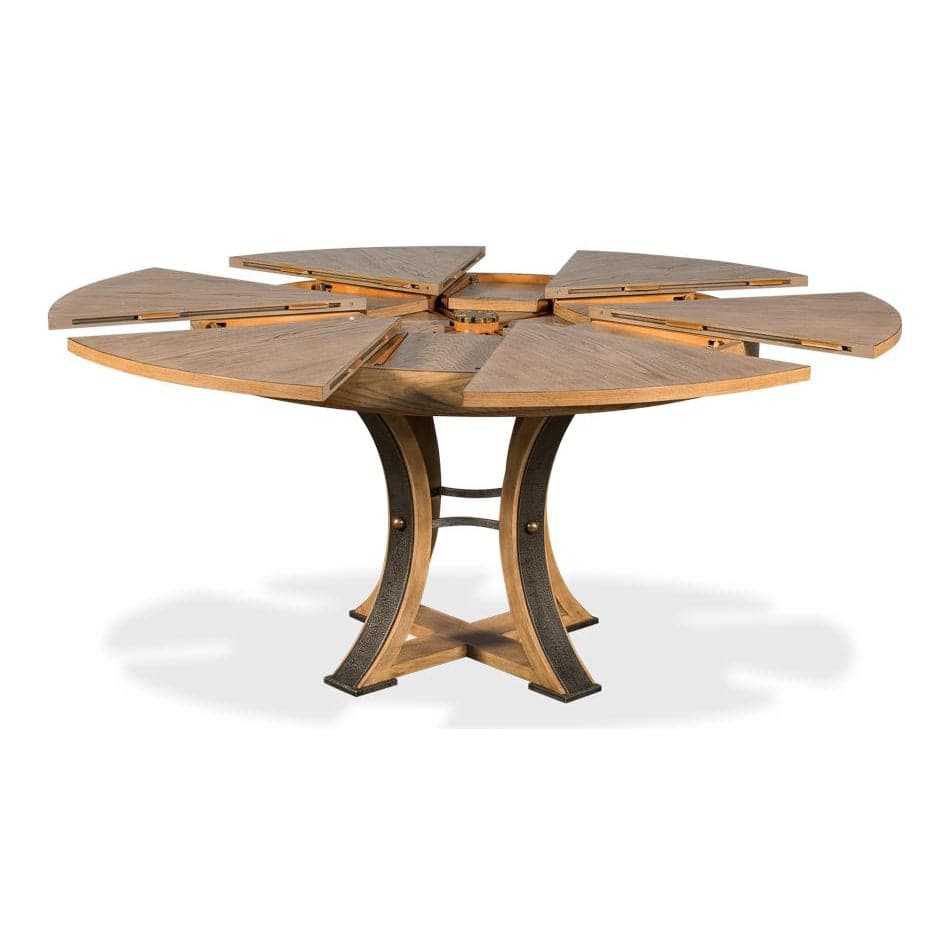 Tower Jupe Dining Table-SARREID-SARREID-78-154-1-Dining TablesLarge-Heather Grey & Dark Hammered Finish-1-France and Son