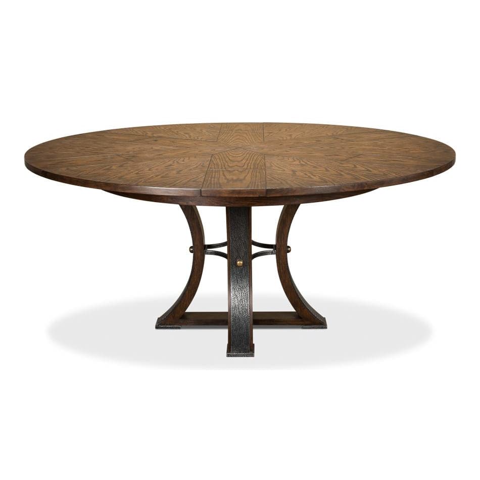 Tower Jupe Dining Table-SARREID-SARREID-78-154-1-Dining TablesLarge-Heather Grey & Dark Hammered Finish-1-France and Son