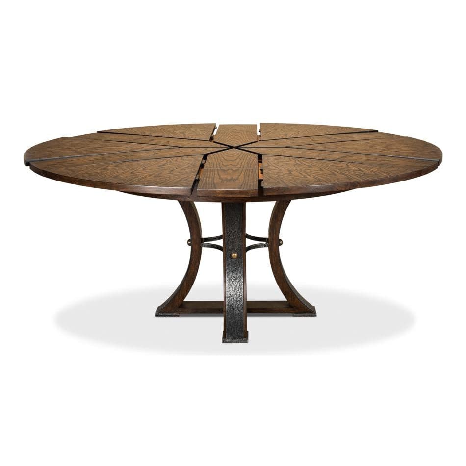 Tower Jupe Dining Table-SARREID-SARREID-78-154-1-Dining TablesLarge-Heather Grey & Dark Hammered Finish-1-France and Son