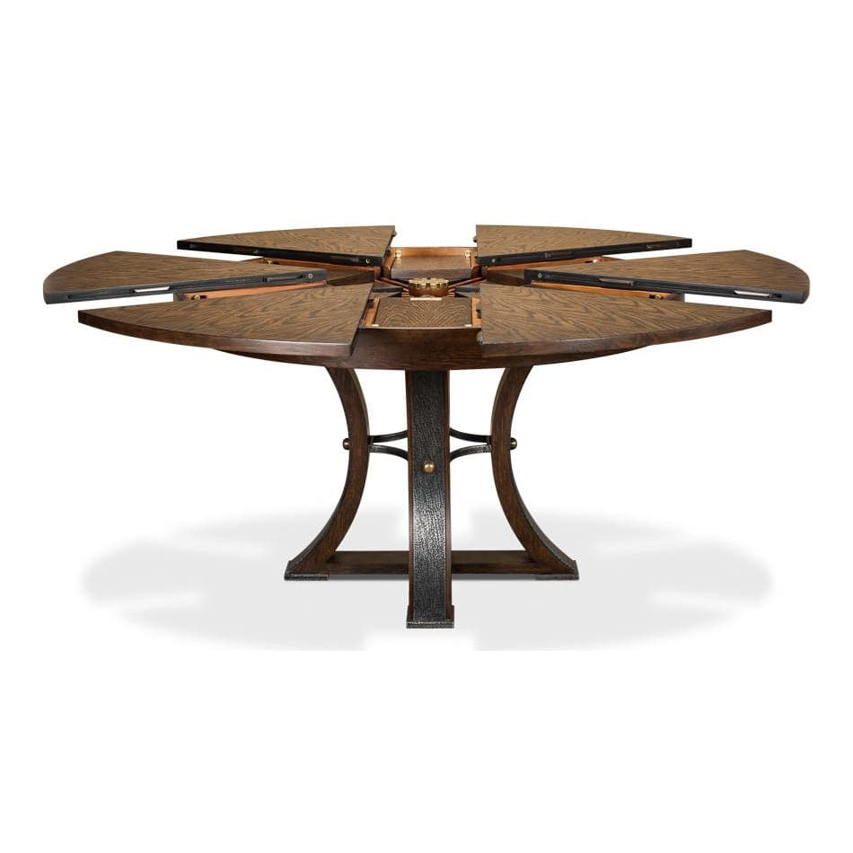 Tower Jupe Dining Table-SARREID-SARREID-78-154-1-Dining TablesLarge-Heather Grey & Dark Hammered Finish-1-France and Son