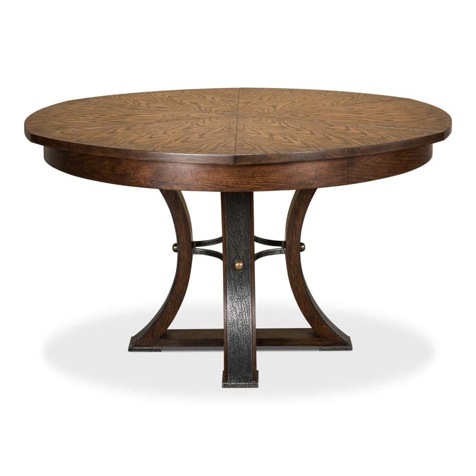 Tower Jupe Dining Table-SARREID-SARREID-78-154-1-Dining TablesLarge-Heather Grey & Dark Hammered Finish-1-France and Son