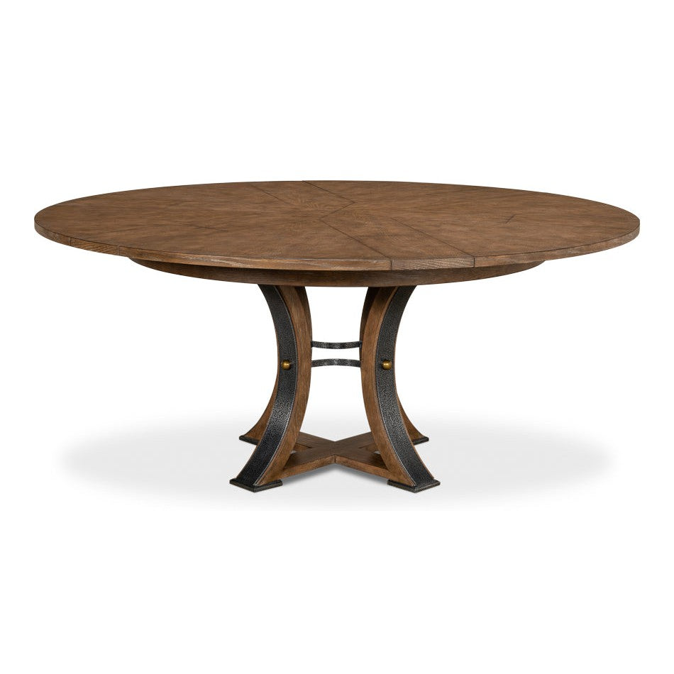 Tower Jupe Dining Table-SARREID-SARREID-78-154-1-Dining TablesLarge-Heather Grey & Dark Hammered Finish-1-France and Son