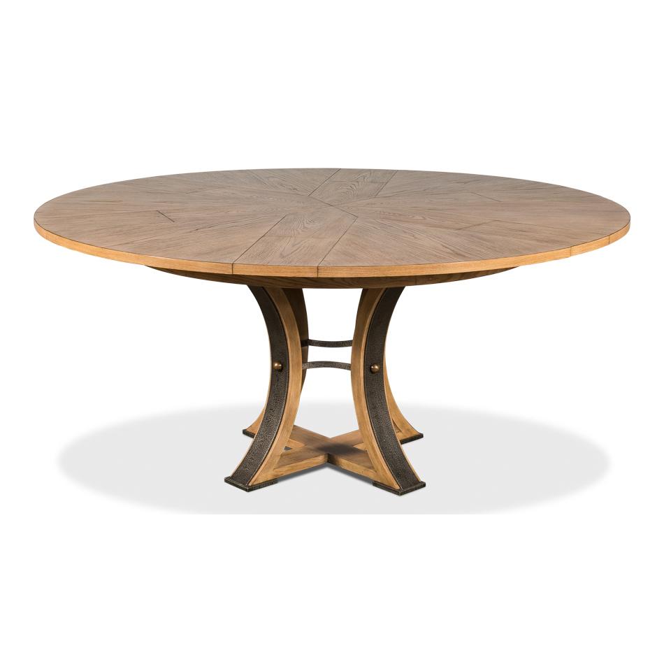 Tower Jupe Dining Table-SARREID-SARREID-78-154-1-Dining TablesLarge-Heather Grey & Dark Hammered Finish-1-France and Son