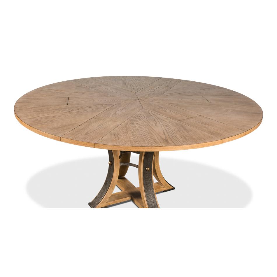 Tower Jupe Dining Table-SARREID-SARREID-78-154-1-Dining TablesLarge-Heather Grey & Dark Hammered Finish-1-France and Son