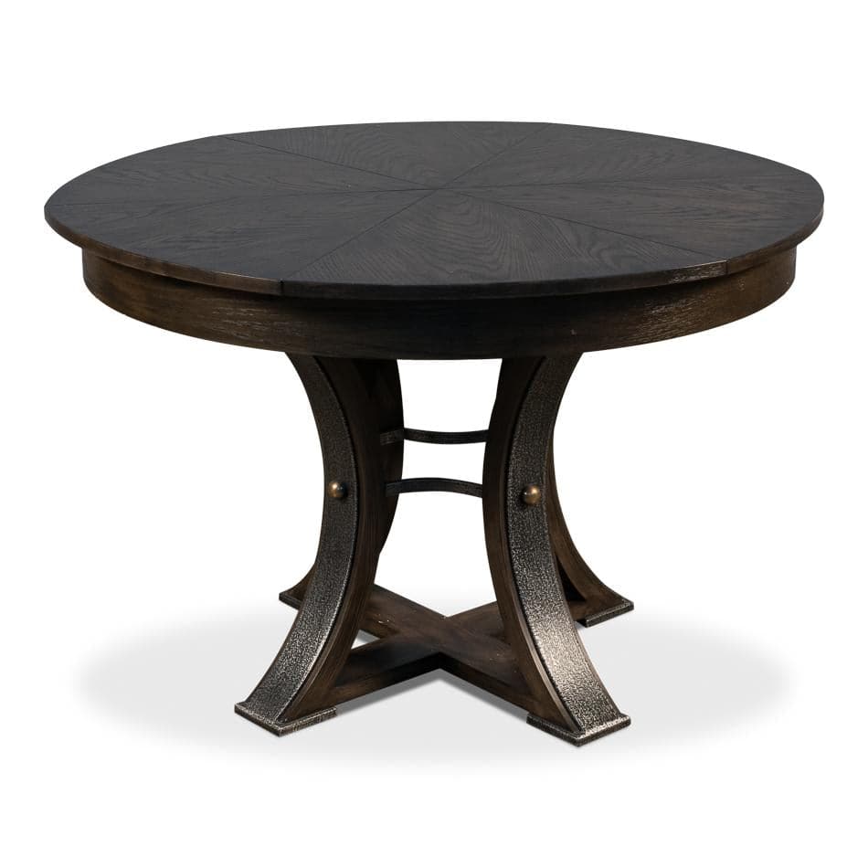 Tower Jupe Dining Table-SARREID-SARREID-78-154-1-Dining TablesLarge-Heather Grey & Dark Hammered Finish-1-France and Son