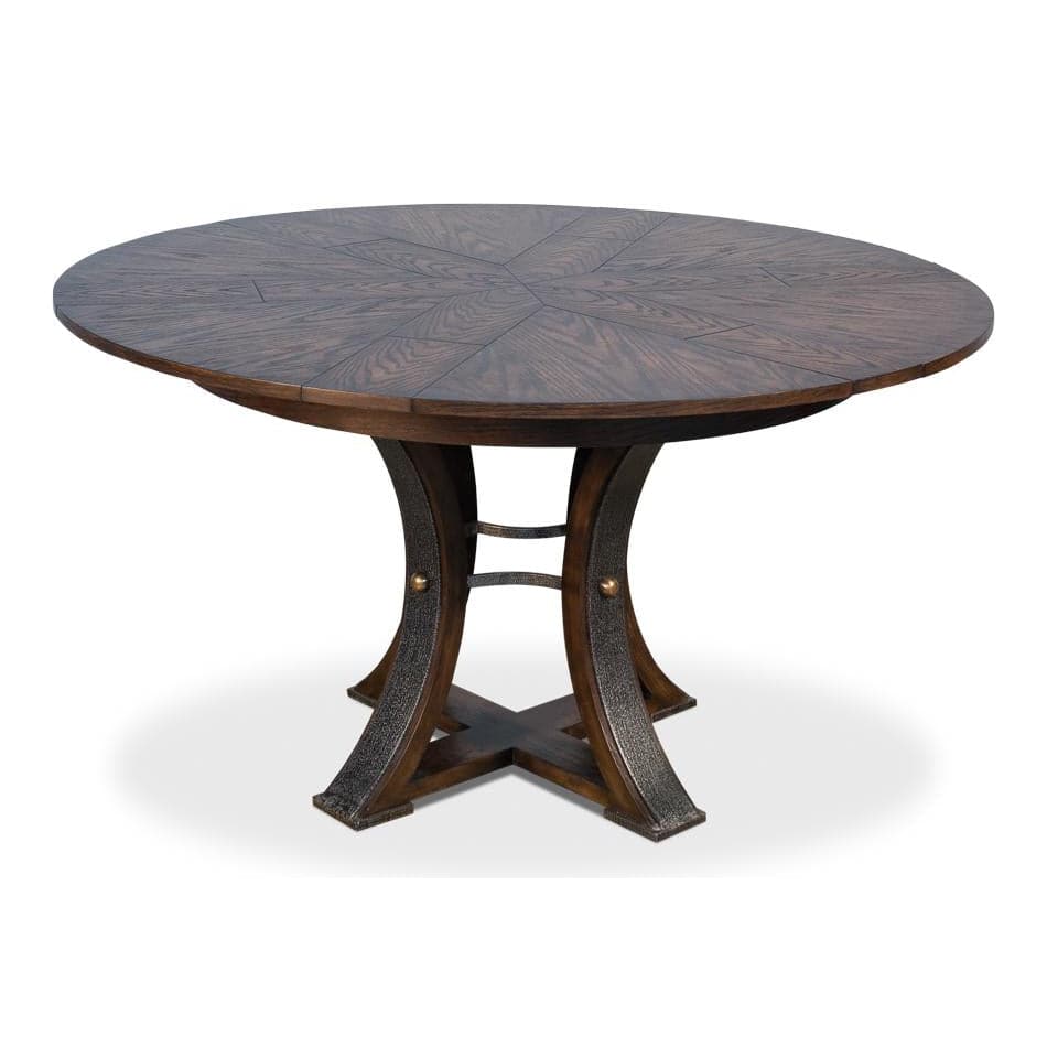 Tower Jupe Dining Table-SARREID-SARREID-78-154-1-Dining TablesLarge-Heather Grey & Dark Hammered Finish-1-France and Son