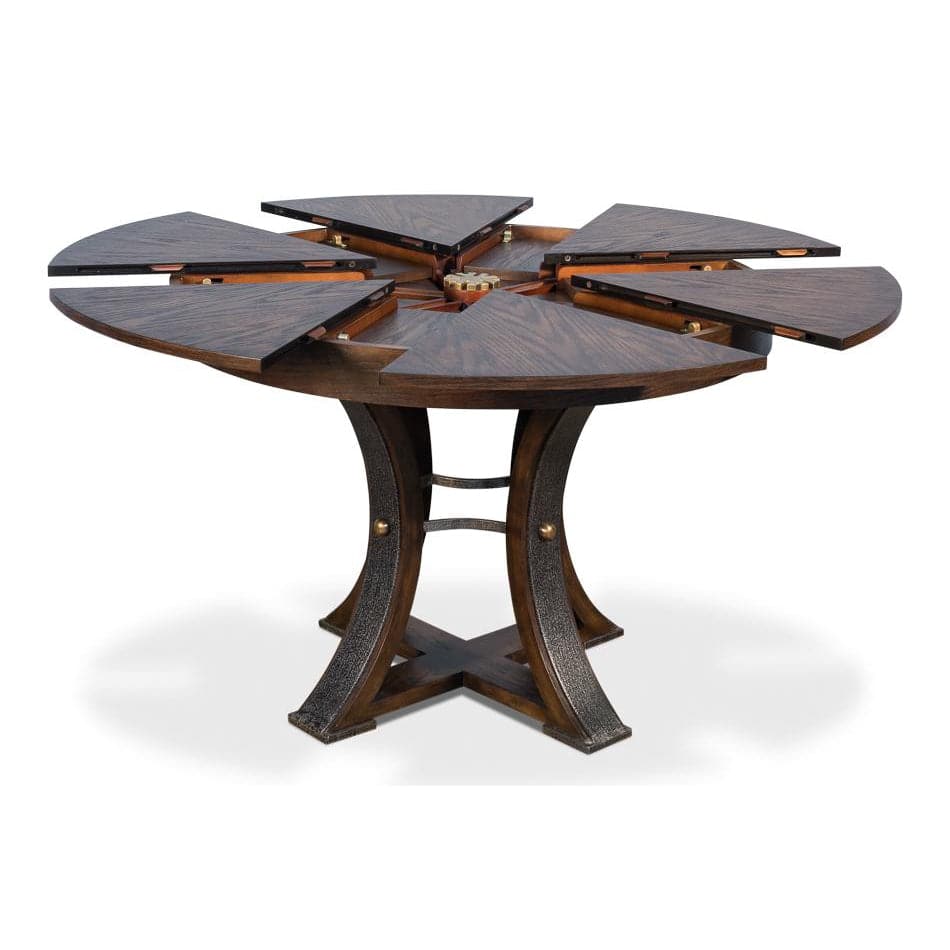 Tower Jupe Dining Table-SARREID-SARREID-78-154-1-Dining TablesLarge-Heather Grey & Dark Hammered Finish-1-France and Son