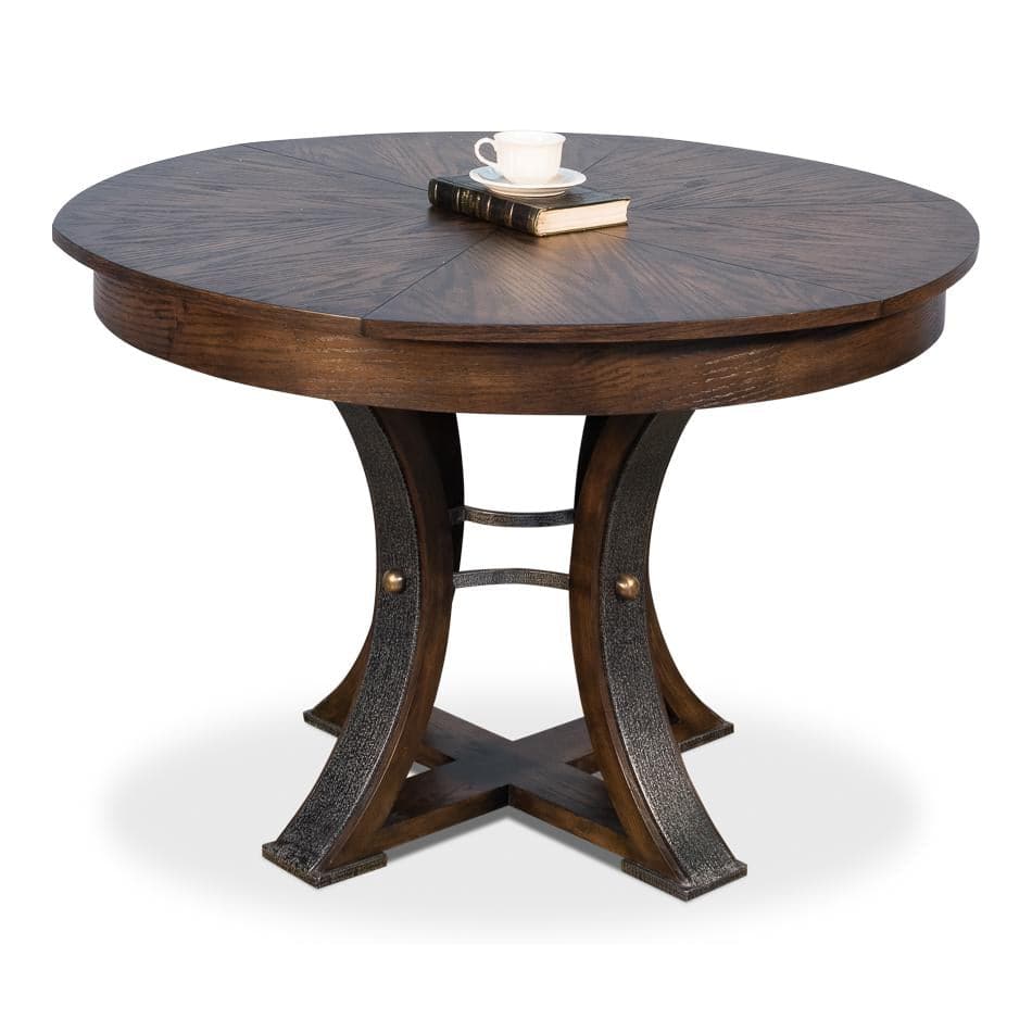 Tower Jupe Dining Table-SARREID-SARREID-78-154-1-Dining TablesLarge-Heather Grey & Dark Hammered Finish-1-France and Son