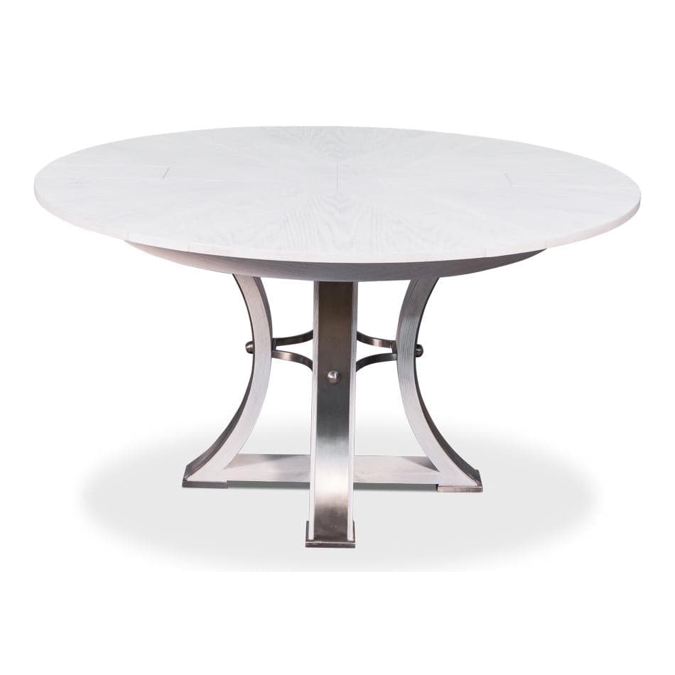 Tower Jupe Dining Table-SARREID-SARREID-78-154-1-Dining TablesLarge-Heather Grey & Dark Hammered Finish-1-France and Son