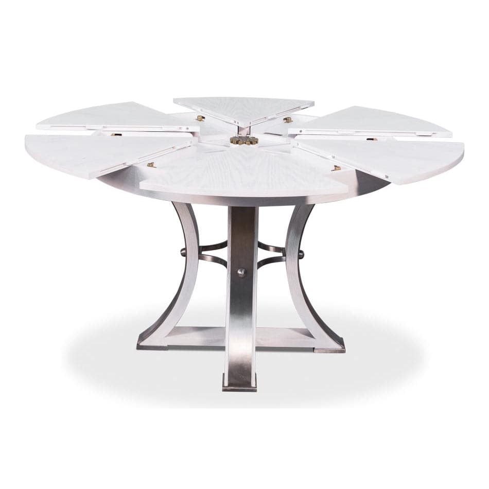 Tower Jupe Dining Table-SARREID-SARREID-78-154-1-Dining TablesLarge-Heather Grey & Dark Hammered Finish-1-France and Son