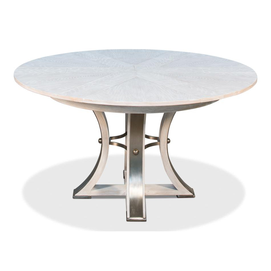 Tower Jupe Dining Table-SARREID-SARREID-78-154-1-Dining TablesLarge-Heather Grey & Dark Hammered Finish-1-France and Son