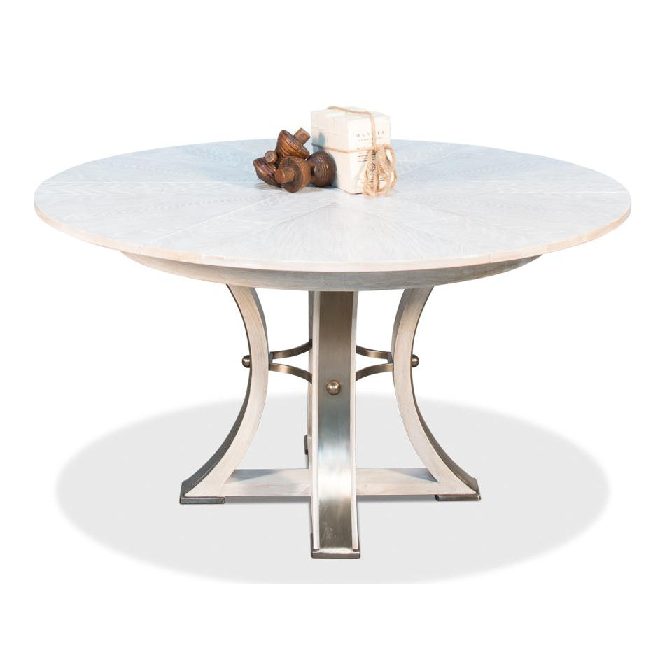 Tower Jupe Dining Table-SARREID-SARREID-78-154-1-Dining TablesLarge-Heather Grey & Dark Hammered Finish-1-France and Son