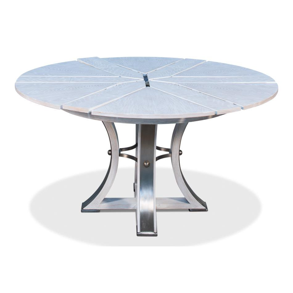 Tower Jupe Dining Table-SARREID-SARREID-78-154-1-Dining TablesLarge-Heather Grey & Dark Hammered Finish-1-France and Son