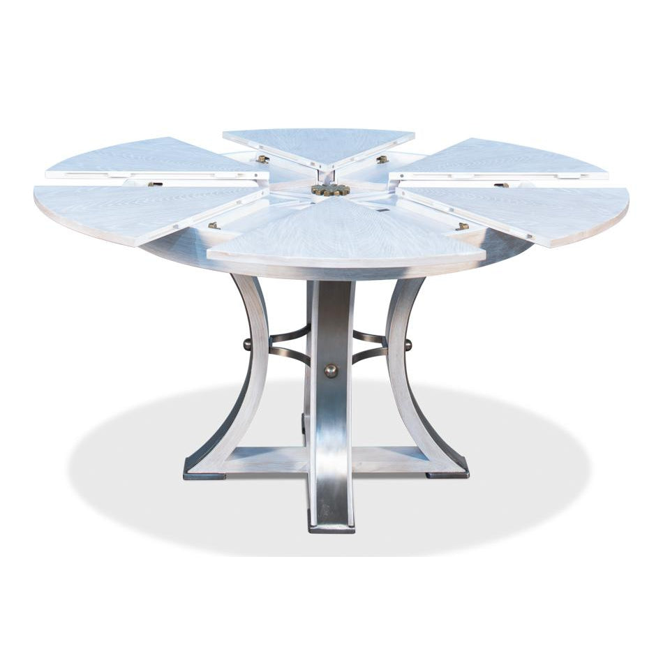 Tower Jupe Dining Table-SARREID-SARREID-78-154-1-Dining TablesLarge-Heather Grey & Dark Hammered Finish-1-France and Son