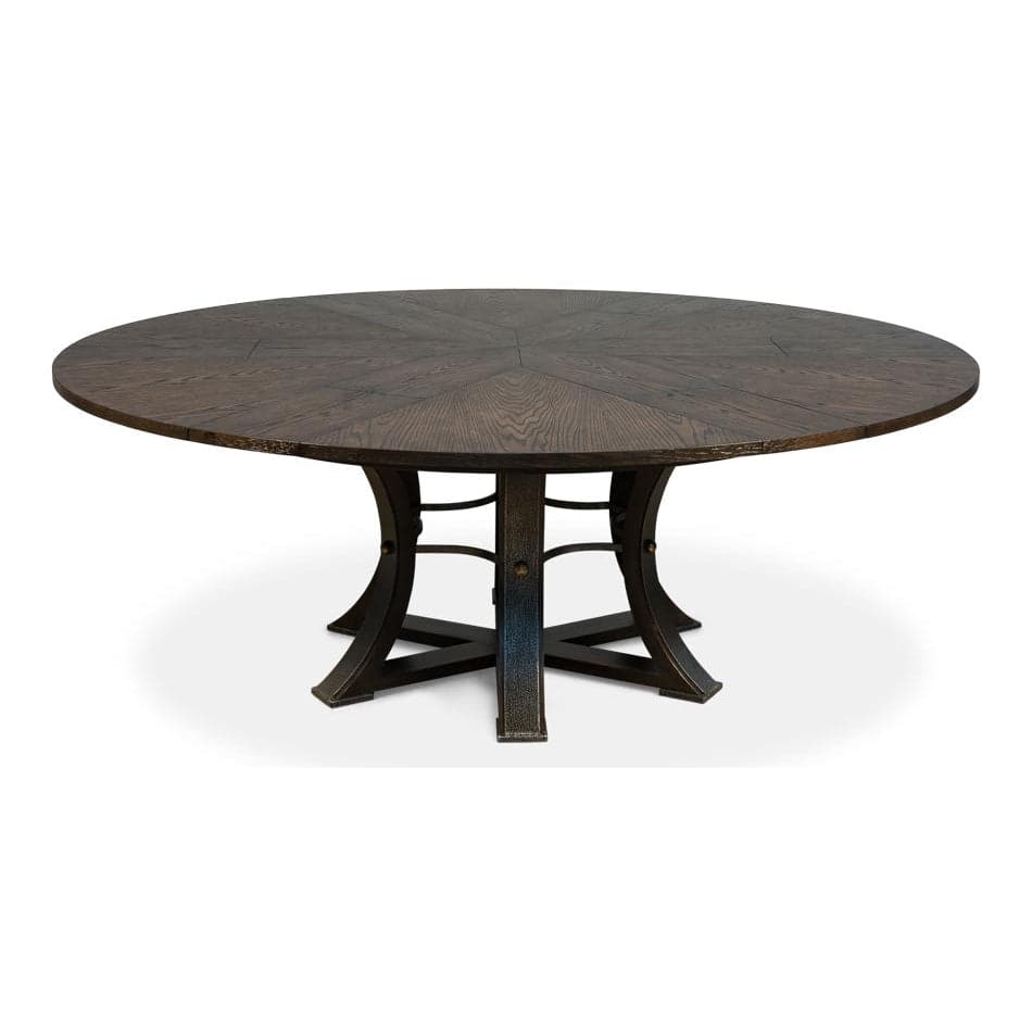 Tower Jupe Dining Table-SARREID-SARREID-78-154-1-Dining TablesLarge-Heather Grey & Dark Hammered Finish-1-France and Son