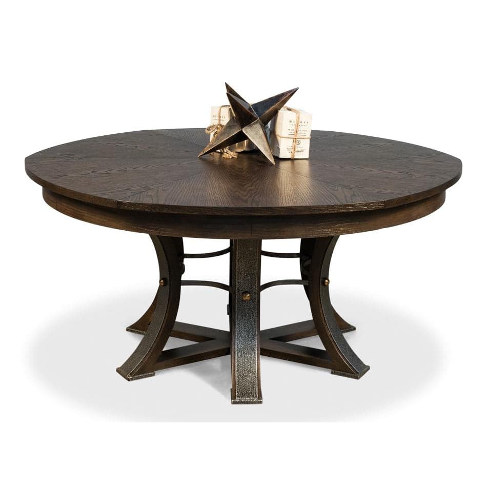 Tower Jupe Dining Table-SARREID-SARREID-78-154-1-Dining TablesLarge-Heather Grey & Dark Hammered Finish-1-France and Son