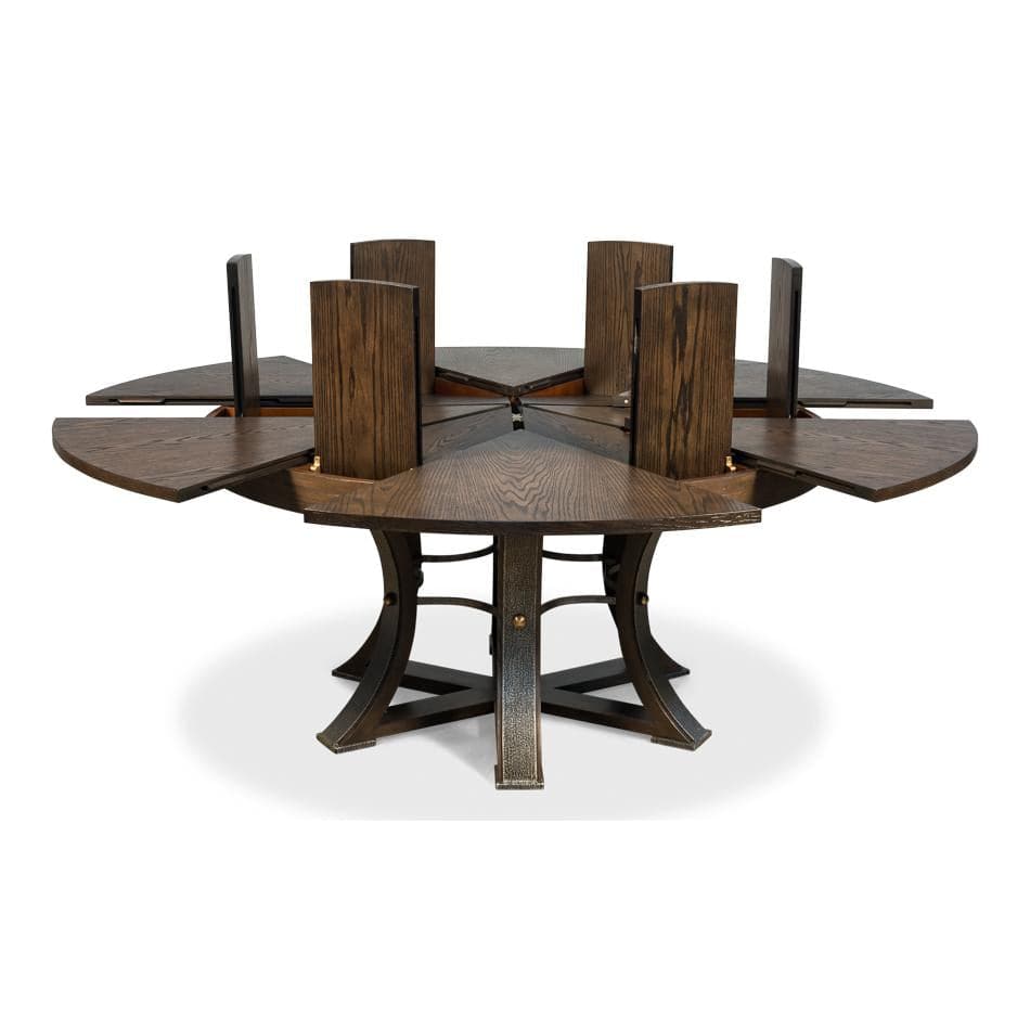 Tower Jupe Dining Table-SARREID-SARREID-78-154-1-Dining TablesLarge-Heather Grey & Dark Hammered Finish-1-France and Son