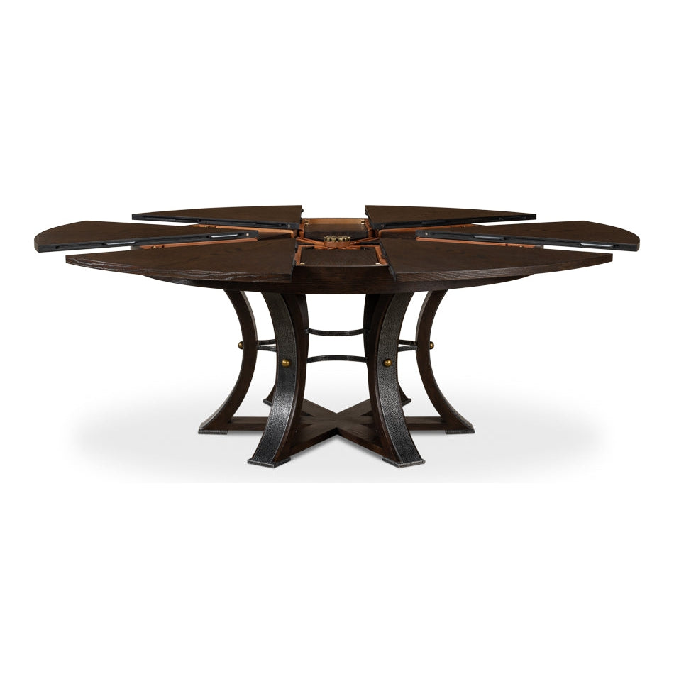 Tower Jupe Dining Table-SARREID-SARREID-78-154-1-Dining TablesLarge-Heather Grey & Dark Hammered Finish-1-France and Son