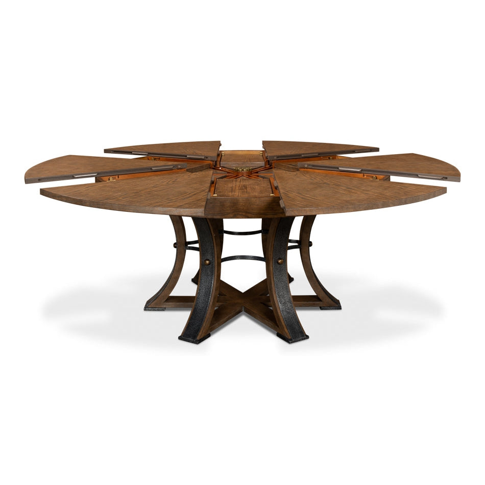 Tower Jupe Dining Table-SARREID-SARREID-78-154-1-Dining TablesLarge-Heather Grey & Dark Hammered Finish-1-France and Son