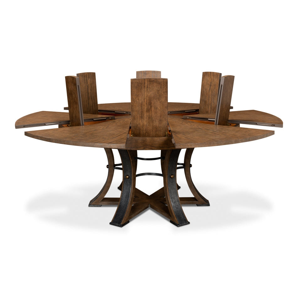 Tower Jupe Dining Table-SARREID-SARREID-78-154-1-Dining TablesLarge-Heather Grey & Dark Hammered Finish-1-France and Son