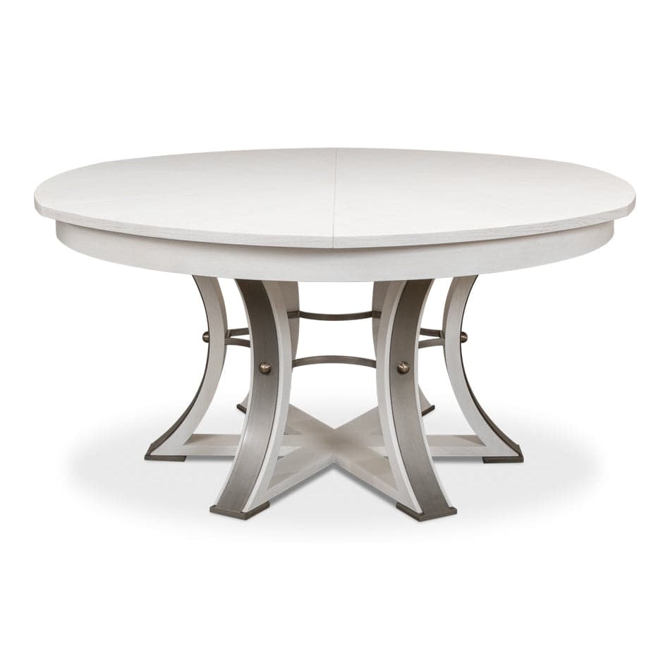 Tower Jupe Dining Table-SARREID-SARREID-78-154-1-Dining TablesLarge-Heather Grey & Dark Hammered Finish-1-France and Son