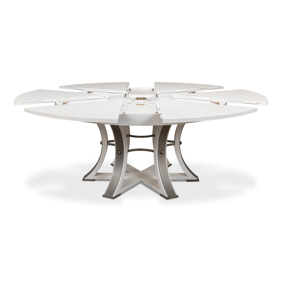 Tower Jupe Dining Table-SARREID-SARREID-78-154-1-Dining TablesLarge-Heather Grey & Dark Hammered Finish-1-France and Son