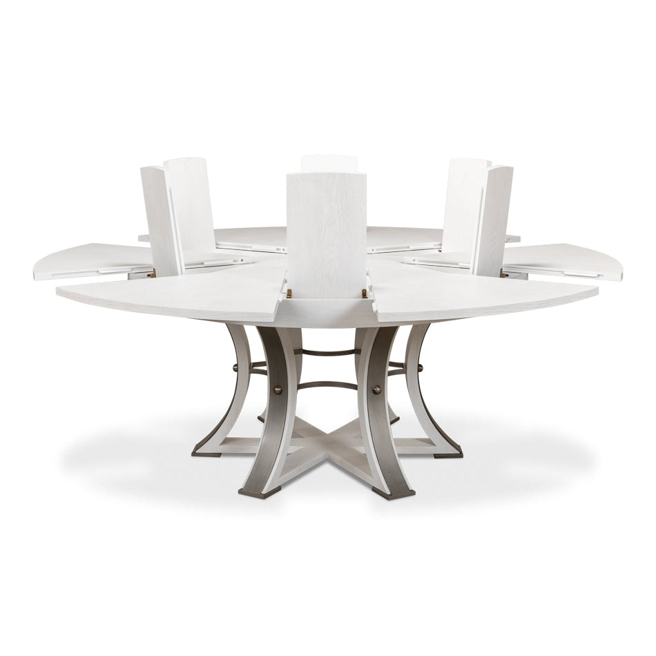 Tower Jupe Dining Table-SARREID-SARREID-78-154-1-Dining TablesLarge-Heather Grey & Dark Hammered Finish-1-France and Son