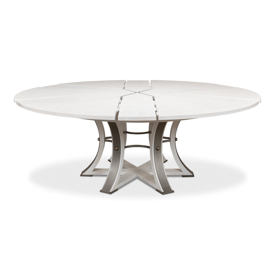 Tower Jupe Dining Table-SARREID-SARREID-78-154-1-Dining TablesLarge-Heather Grey & Dark Hammered Finish-1-France and Son