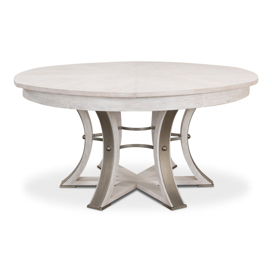 Tower Jupe Dining Table-SARREID-SARREID-78-154-1-Dining TablesLarge-Heather Grey & Dark Hammered Finish-1-France and Son