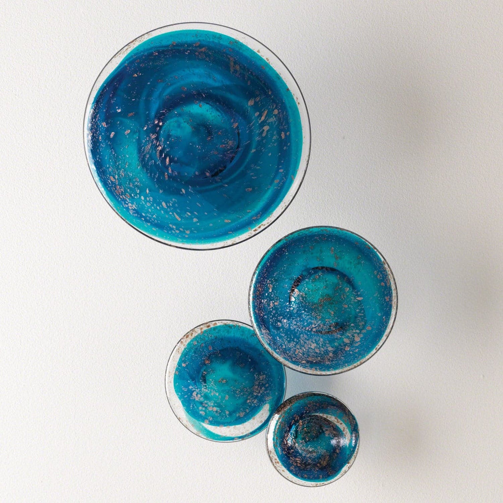 S/4 Glass Wall Mushrooms-Blue - (Set of 4 )-Global Views-GVSA-8.81936-Decorative Objects-1-France and Son