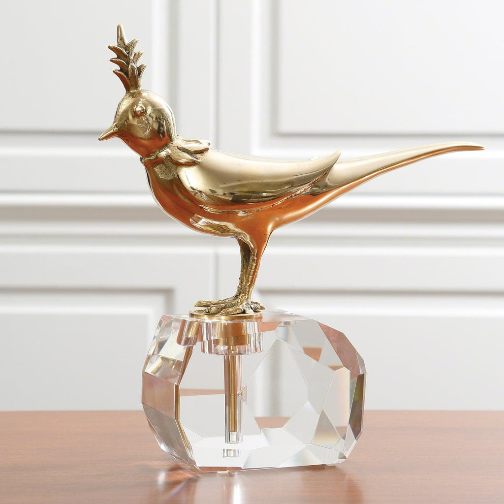 Bird on Crystal Rock-Global Views-GVSA-8.82522-Decorative ObjectsNickel-1-France and Son