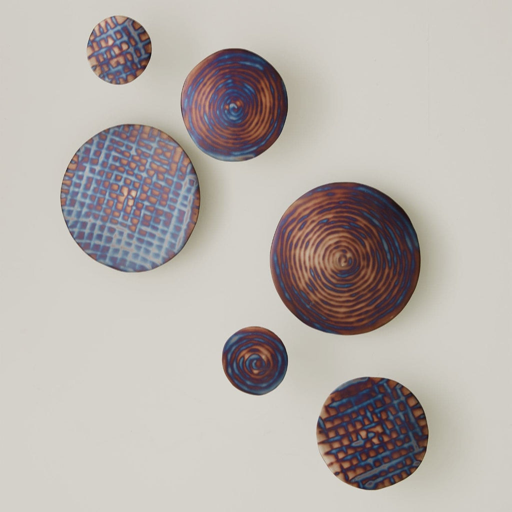 Torched Check Wall Discs - Set of 3-Global Views-GVSA-8.82471-Wall Decor-1-France and Son