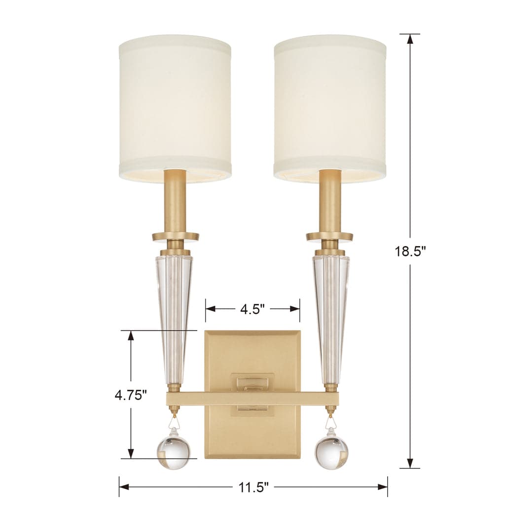 Paxton 2 Light Sconce-Crystorama Lighting Company-CRYSTO-8102-AG-Outdoor Wall SconcesAged Brass-1-France and Son
