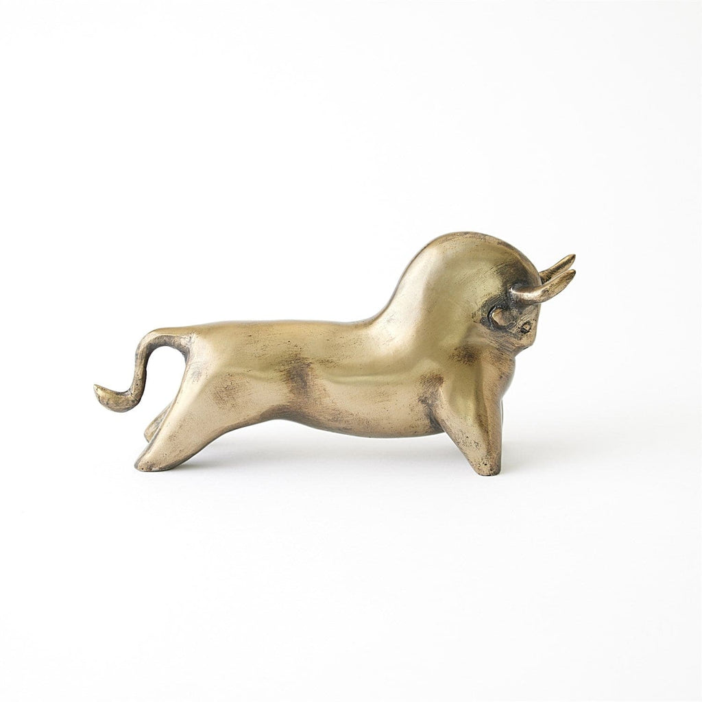 Sampson Bull Sculpture - Antique Brass-Global Views-GVSA-7.80711-Decorative Objects-1-France and Son