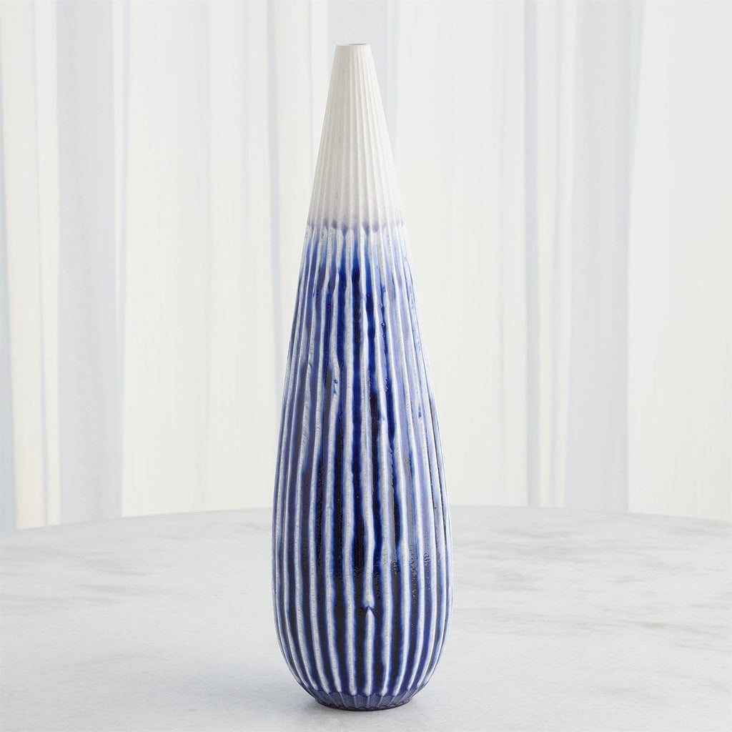 Furrow Taper Vase-Global Views-GVSA-1.10940-VasesLg-Deep Green-1-France and Son