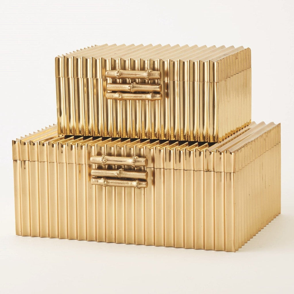 Corrugated Bamboo Box-Global Views-GVSA-9.92036-Baskets & BoxesLarge-Nickel-1-France and Son