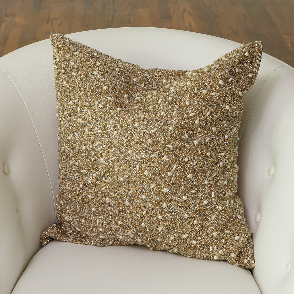 Golden Beaded Pillow-Global Views-GVSA-9.92578-Pillows-1-France and Son