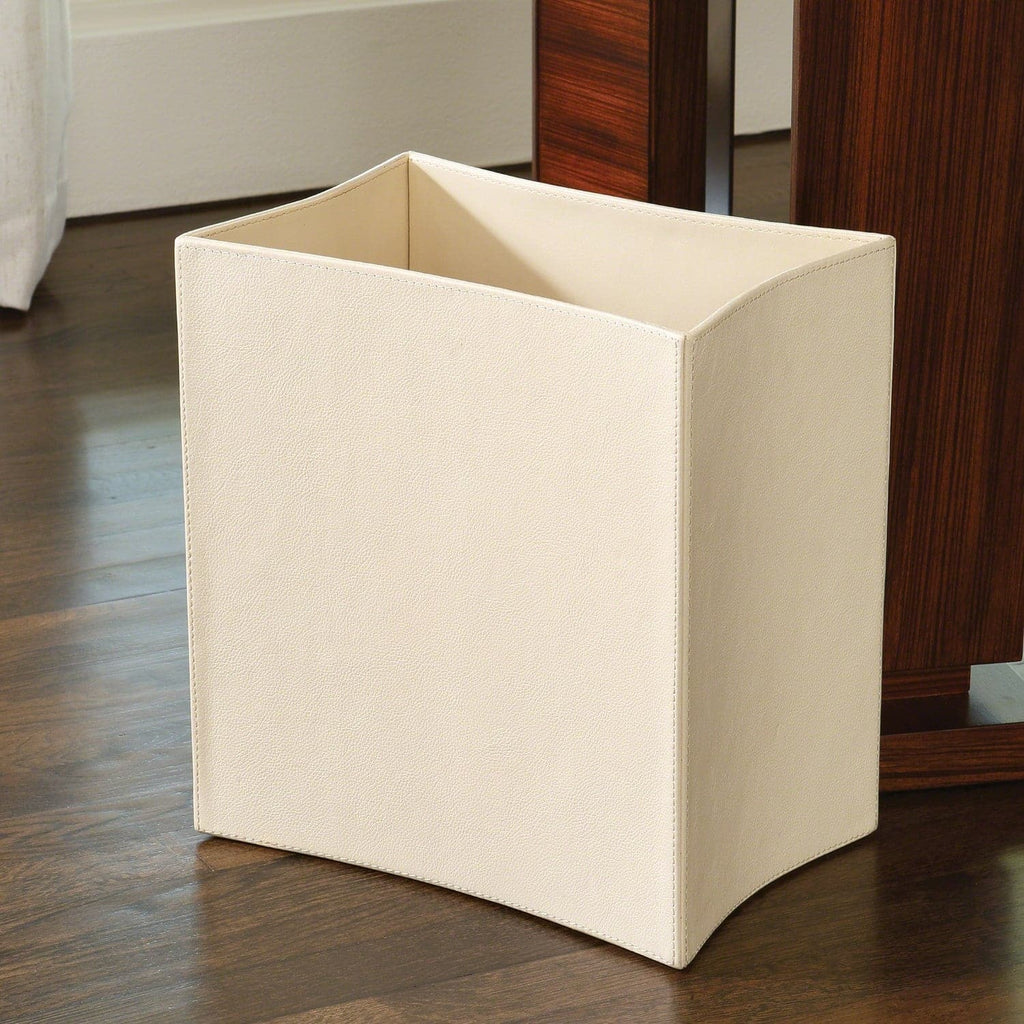 Folded Leather Wastebasket-Global Views-GVSA-9.92597-Baskets & Boxesivory-1-France and Son