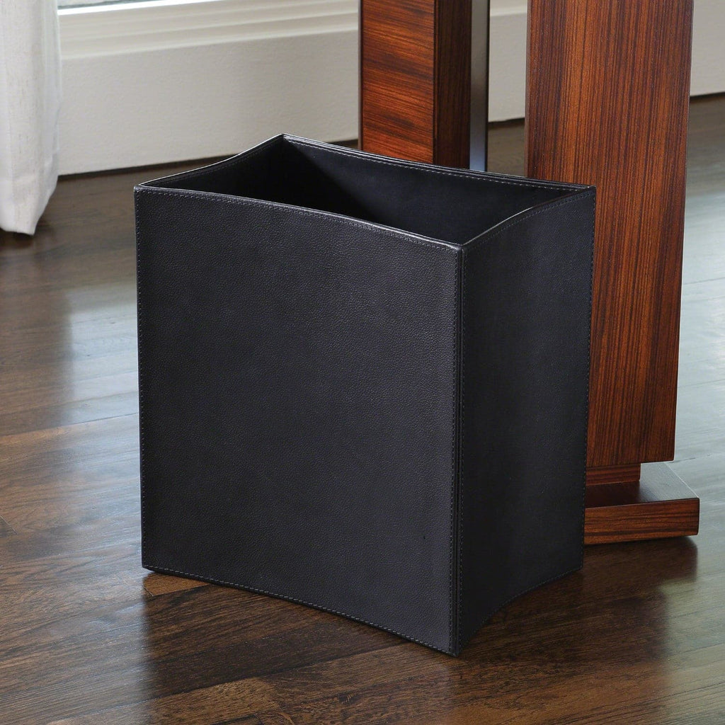 Folded Leather Wastebasket-Global Views-GVSA-9.92597-Baskets & Boxesivory-1-France and Son