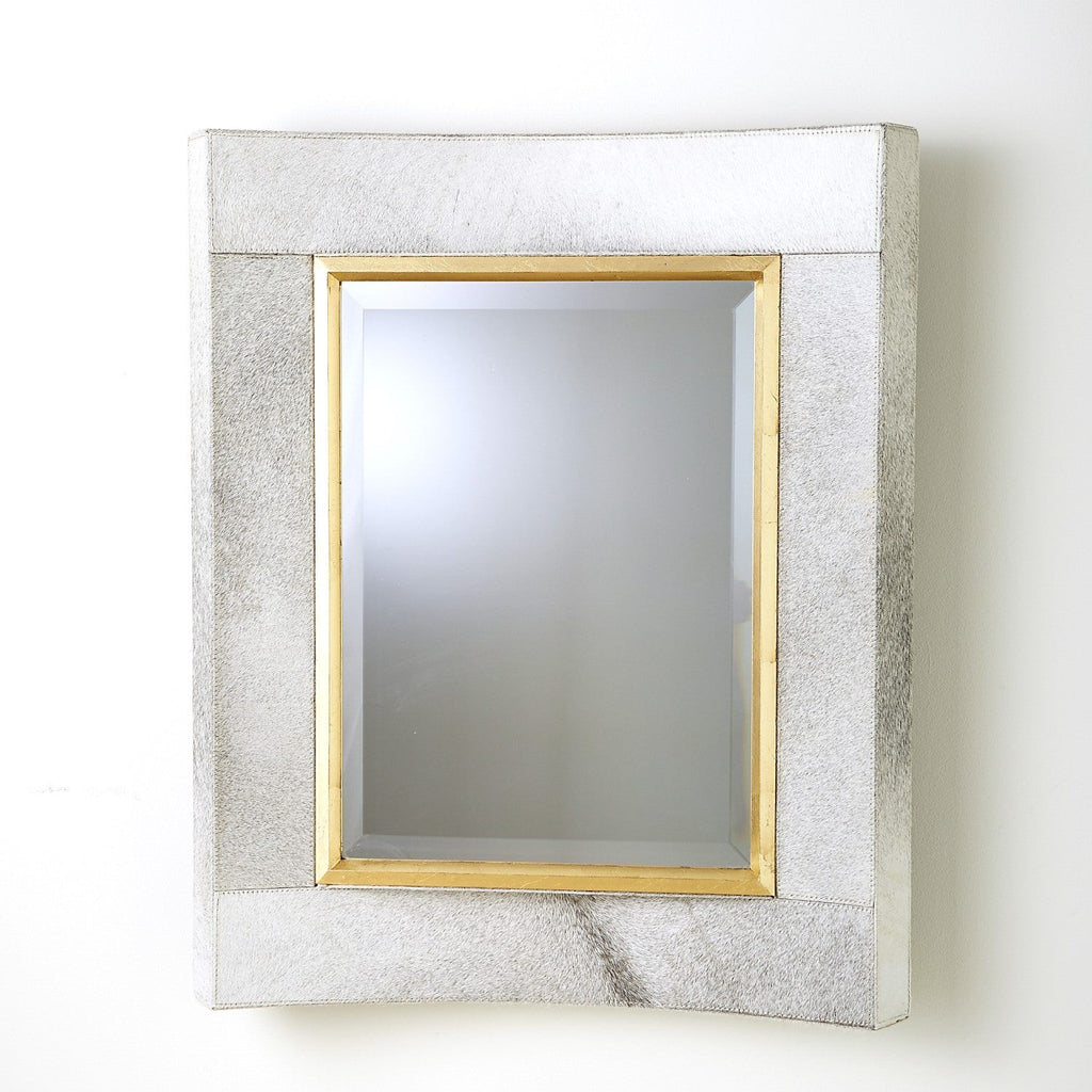 Curved Short Mirror - White Hair-on-Hide-Global Views-GVSA-9.92726-Mirrors-1-France and Son
