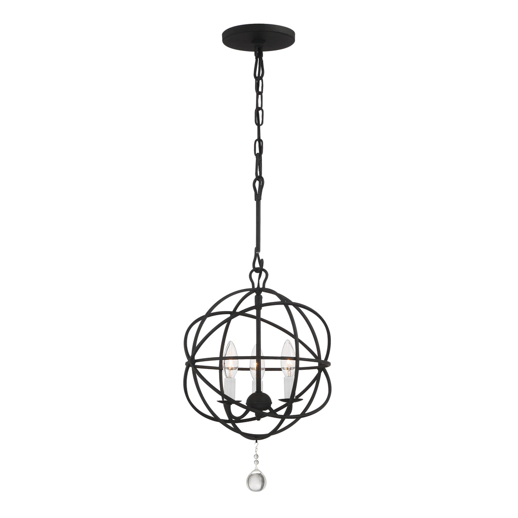 Solaris 3 Light Mini Chandelier-Crystorama Lighting Company-CRYSTO-9225-BK-Chandeliers-1-France and Son