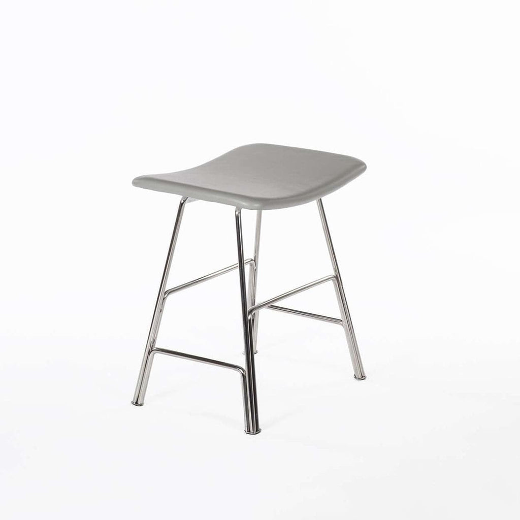 Modern Sean Dix You Dining Stool - Grey Leather and Walnut