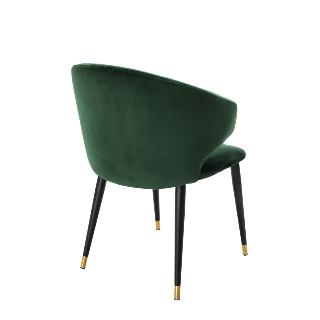 Dining Chair Volante - with Arms-Eichholtz-EICHHOLTZ-A112775-Dining ChairsRoche Dark Green Velvet-1-France and Son