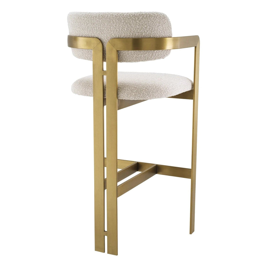 Bar Stool Donato-Eichholtz-EICHHOLTZ-A115049-Bar StoolsBrushed brass finish/bouclé cream-1-France and Son